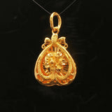 24k Pure Yellow Gold 6.5g Solid Diamond Cut Floral Heart Pendant