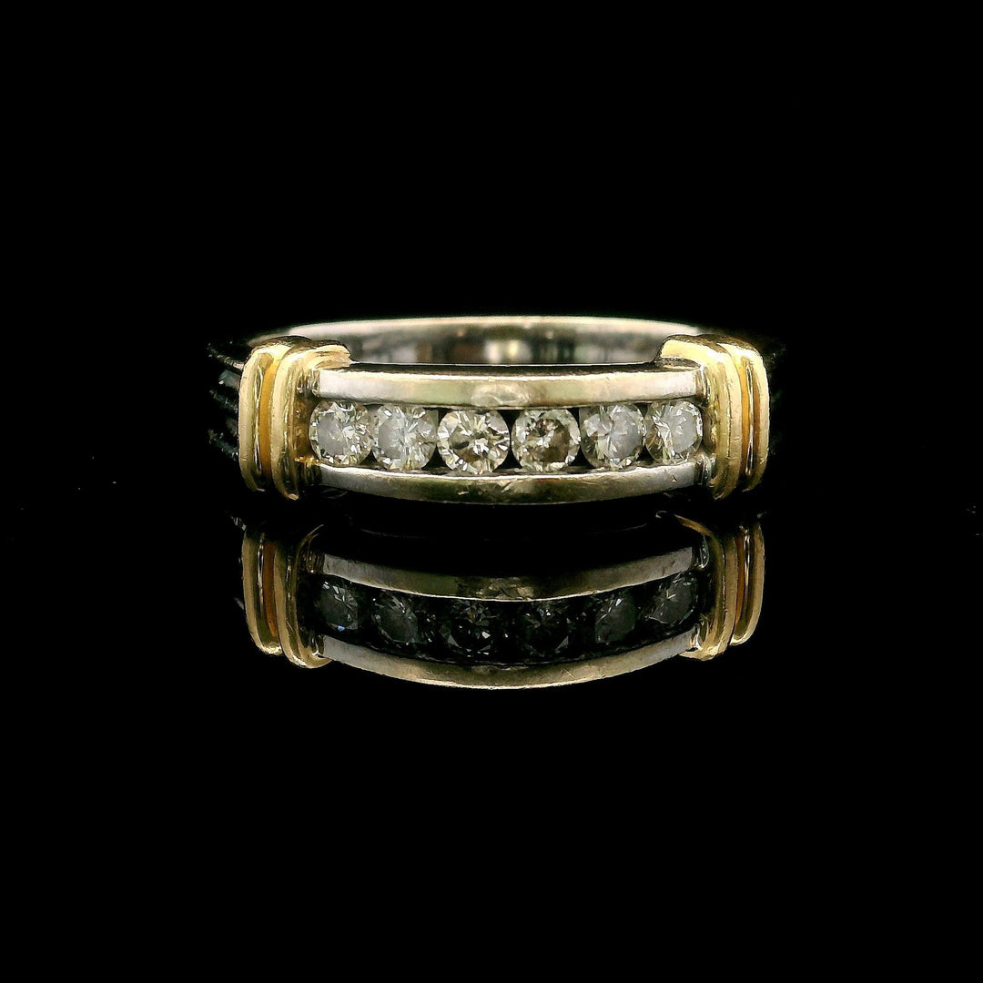 14k White and Yellow Gold 0.50cttw Diamond Men's Band Ring Size 11.5