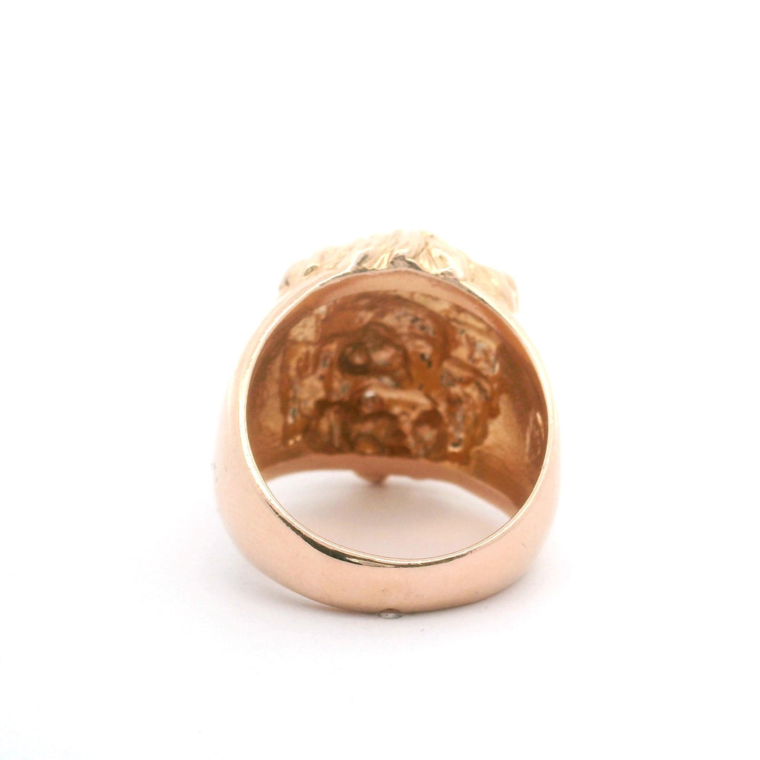 14k Rose Gold and Diamond 16.9g Solid Lion Head Ring Size 7.75