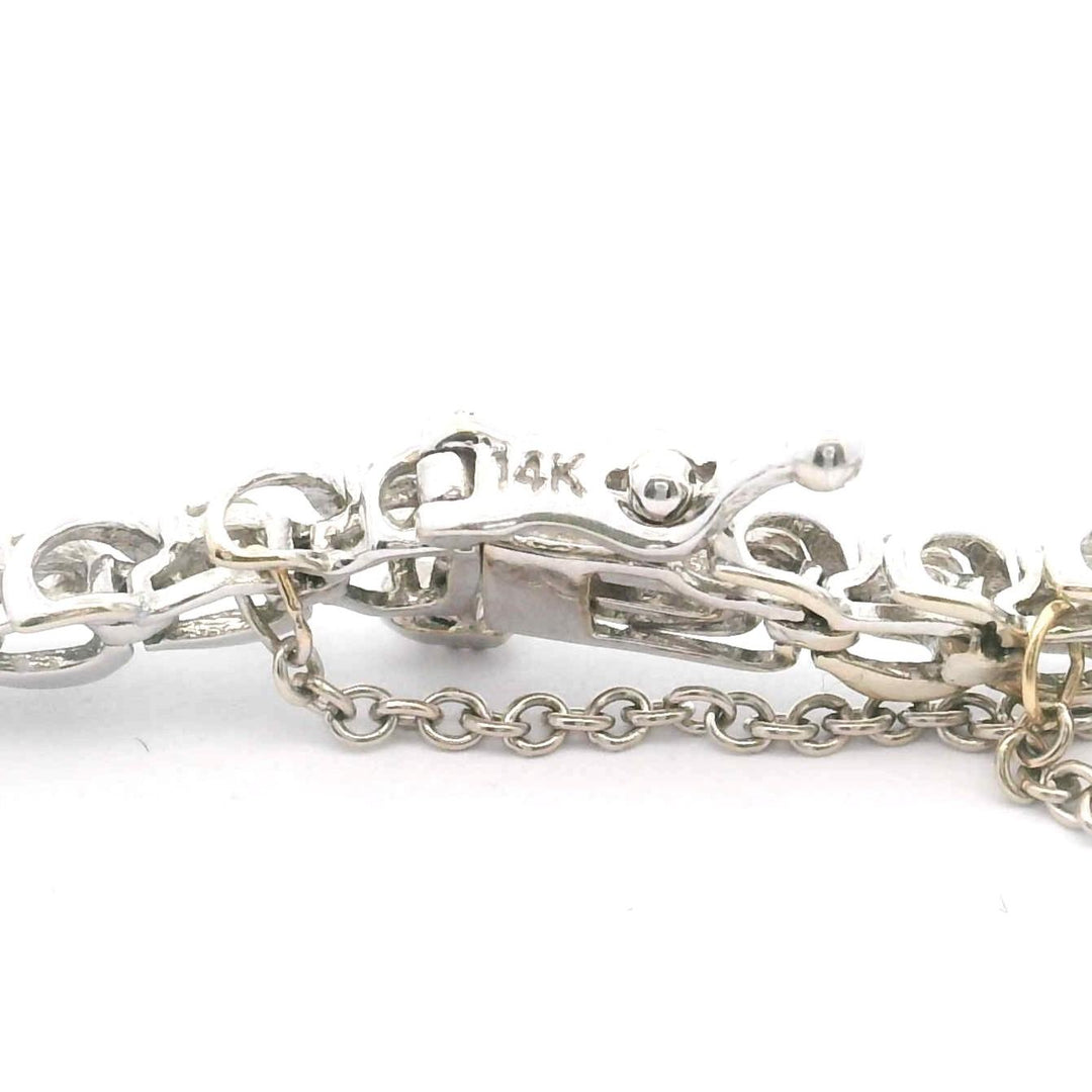 14k White Gold and 1cttw Vintage Diamond S Link Tennis Bracelet 7"