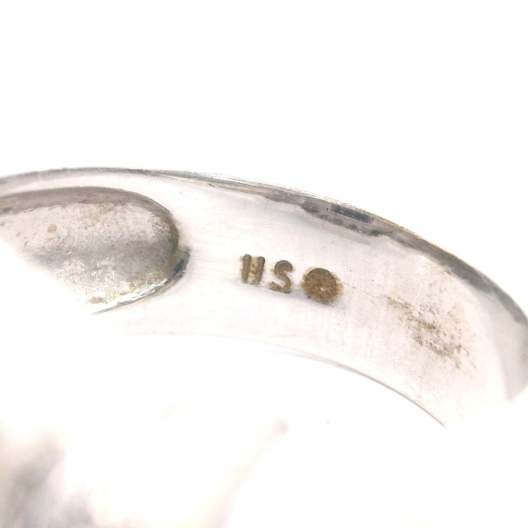14k White Gold Blue Sapphire and Diamond Vintage Ring Size 6.5