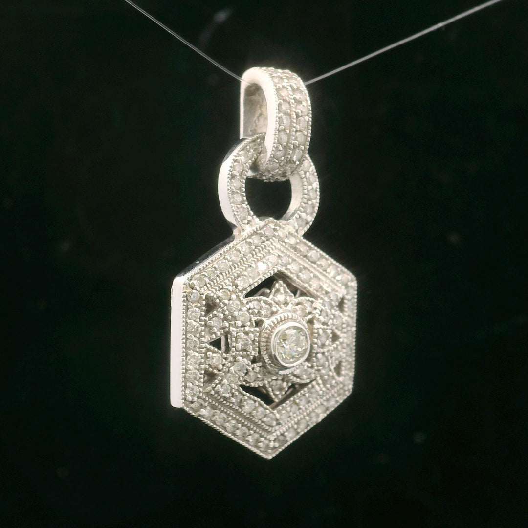 Effy Bita 14k White Gold and 0.75cttw Diamond Filigree Pendant 1.5"