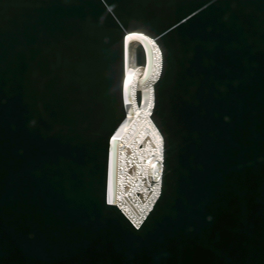 Effy Bita 14k White Gold and 0.75cttw Diamond Filigree Pendant 1.5"