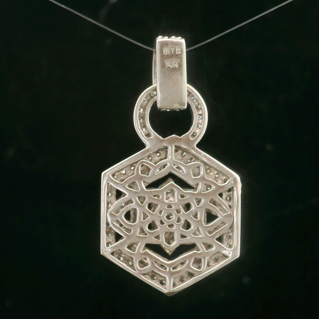 Effy Bita 14k White Gold and 0.75cttw Diamond Filigree Pendant 1.5"