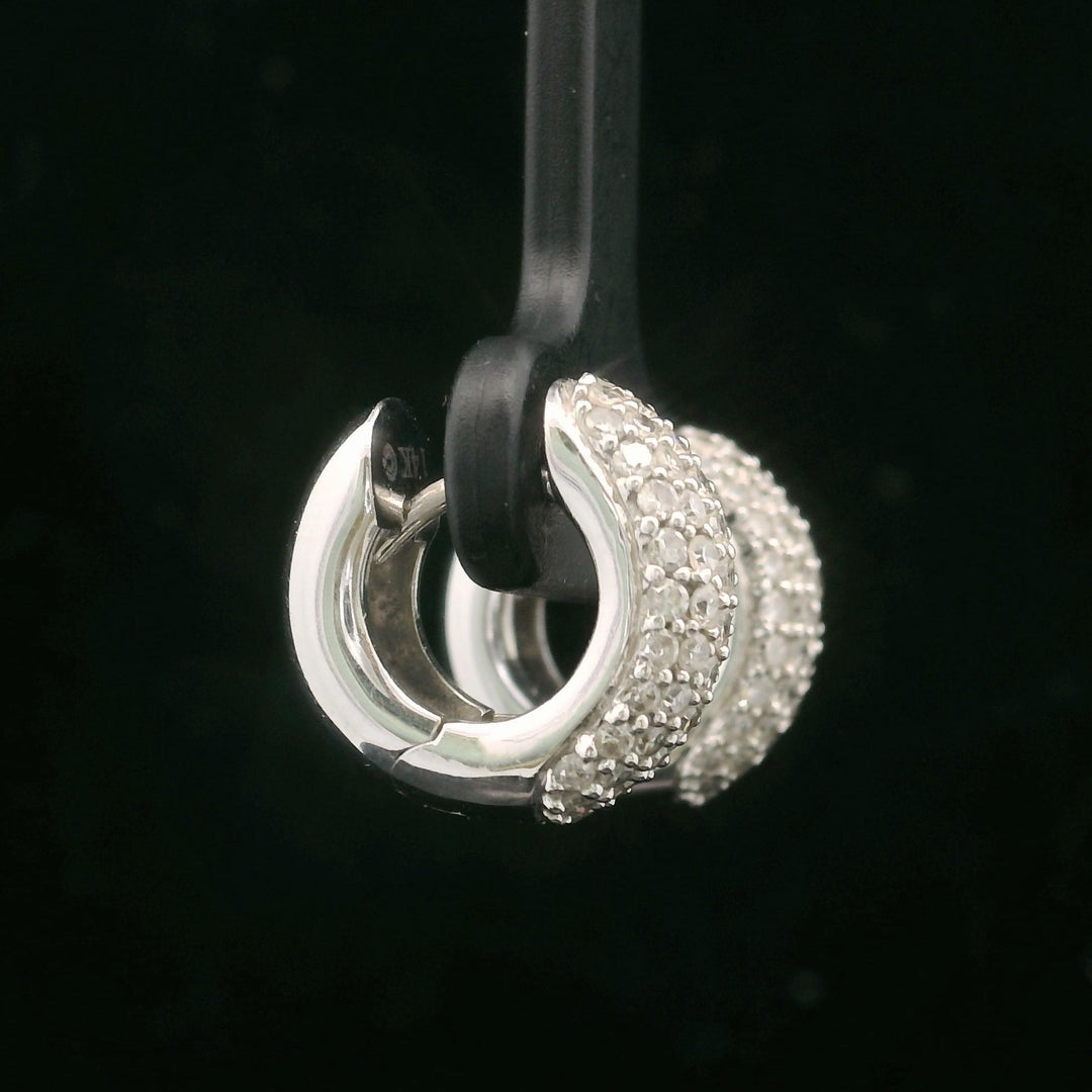 14k White Gold and 1cttw Diamond Solid Small Huggie Earrings