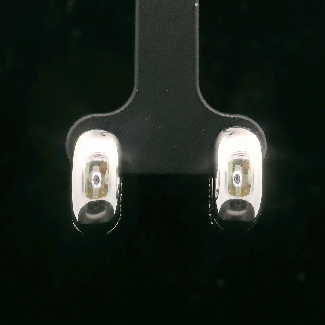 14k White Gold and 1cttw Diamond Solid Small Huggie Earrings