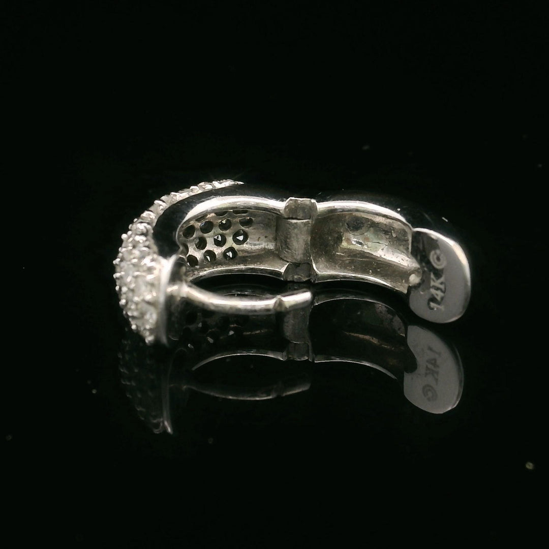 14k White Gold and 1cttw Diamond Solid Small Huggie Earrings