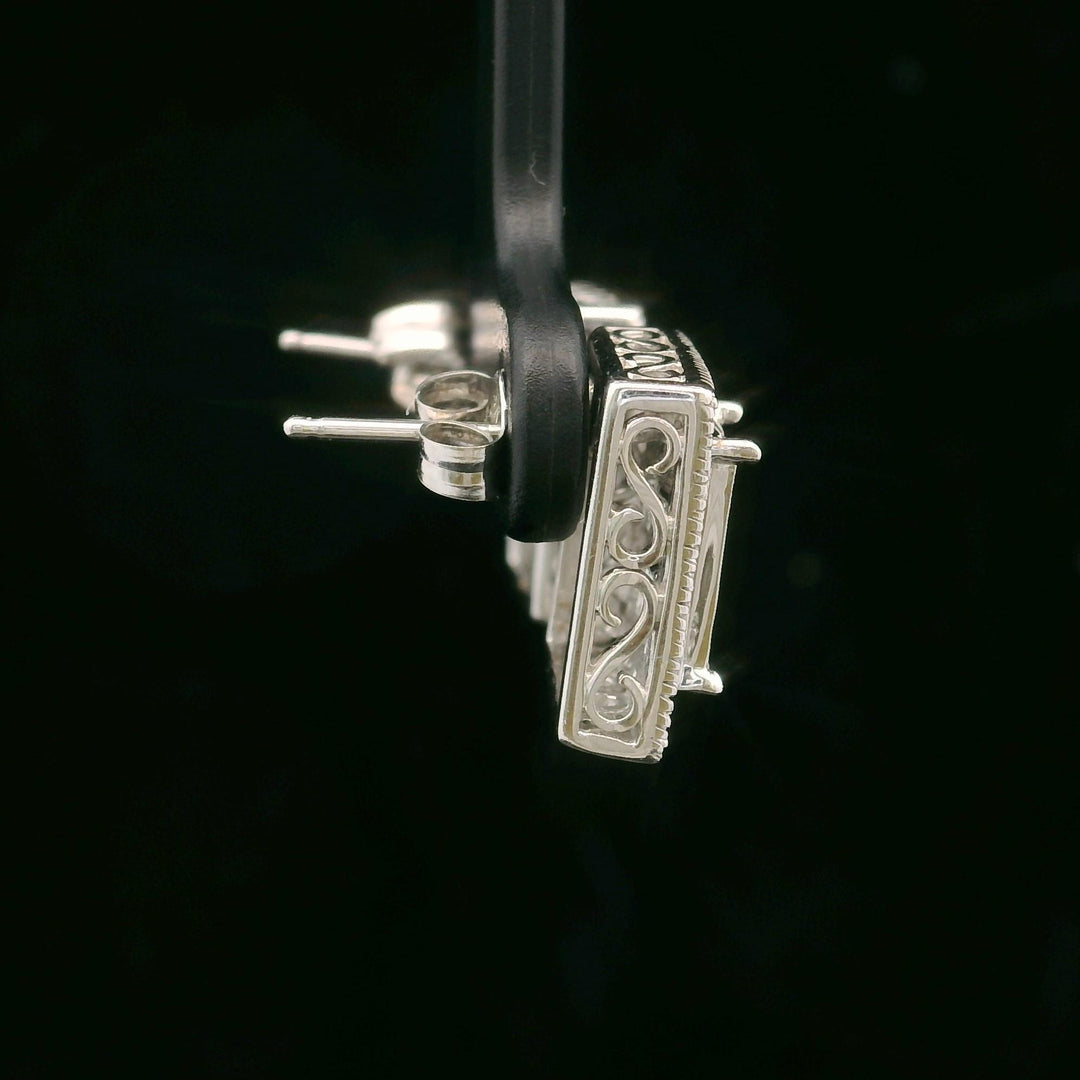 14k White Gold and 1cttw Diamond Vintage Square Stud Earrings