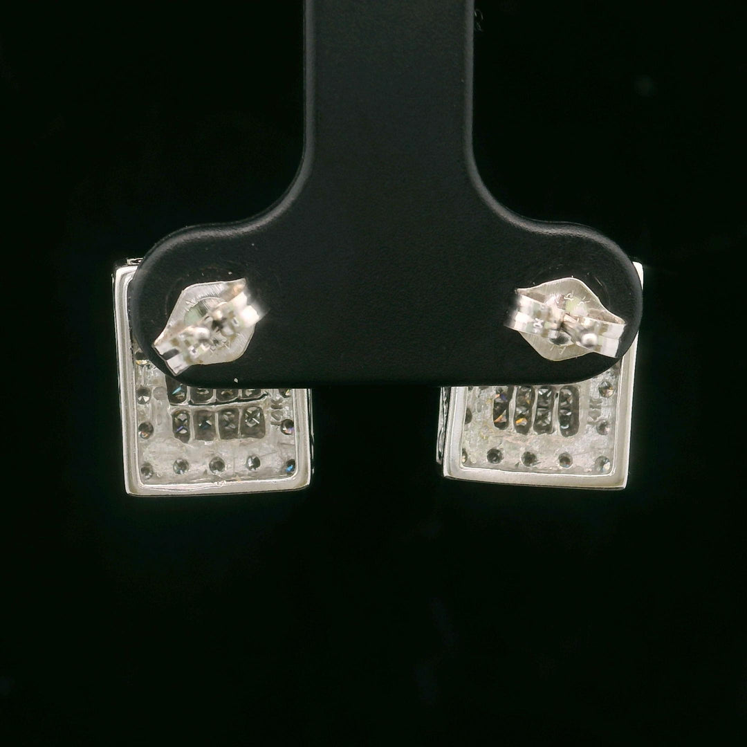 14k White Gold and 1cttw Diamond Vintage Square Stud Earrings