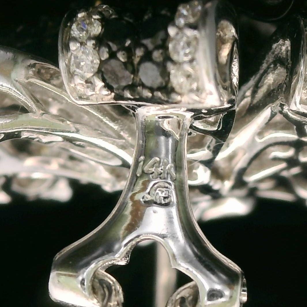 14k White Gold and 1.5cttw White and Black Diamond Floral Earrings
