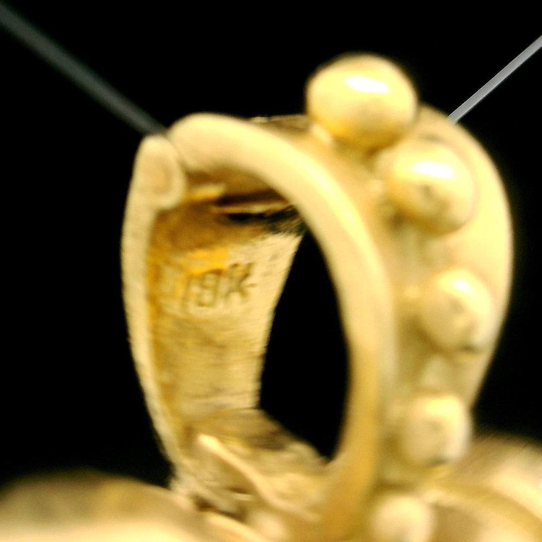 18k Yellow Gold and Diamond 14.2g Solid Vintage Puffed Heart Pendant 1.25"