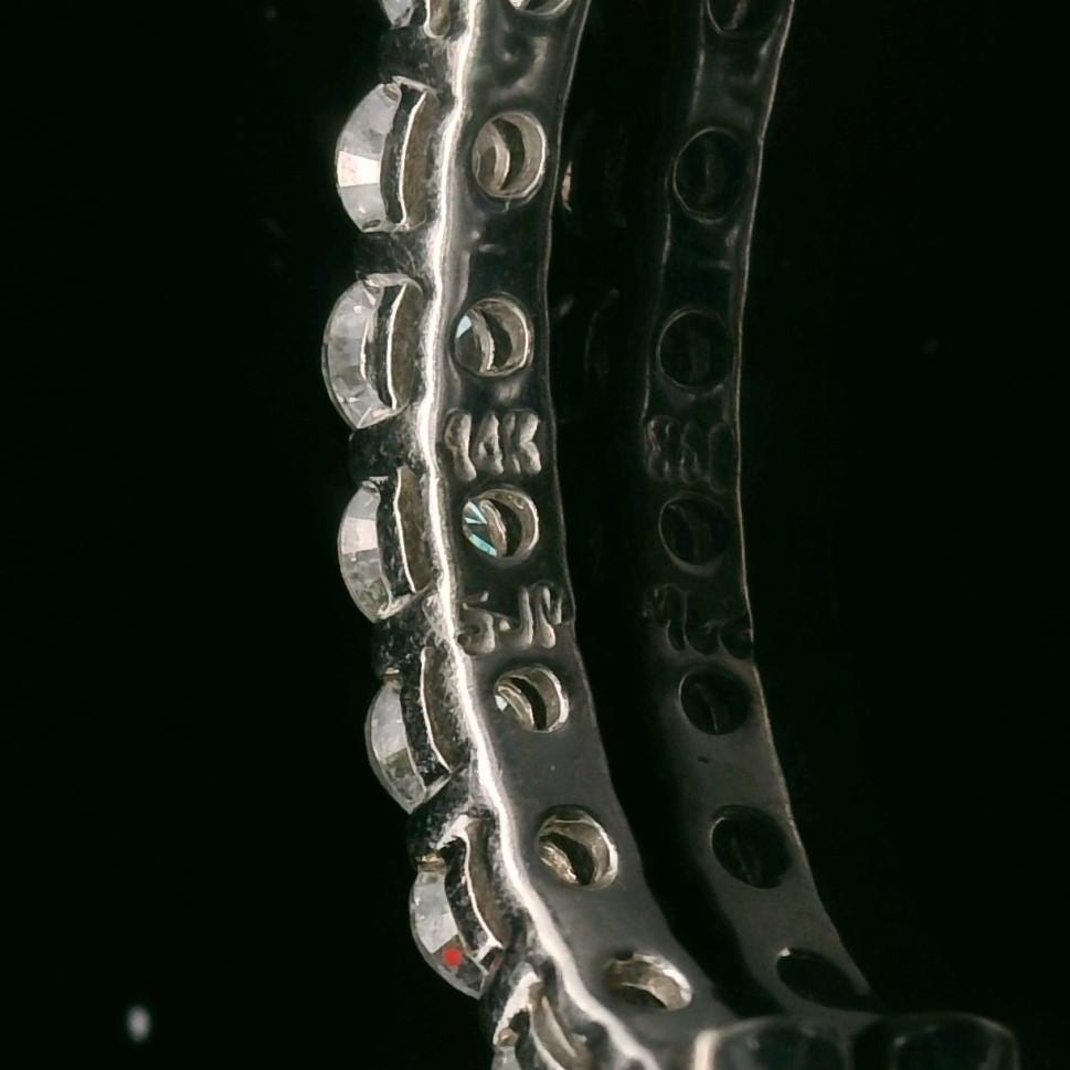 14k White Gold and 4cttw Diamond Inside Out Hoop Earrings 1.2"
