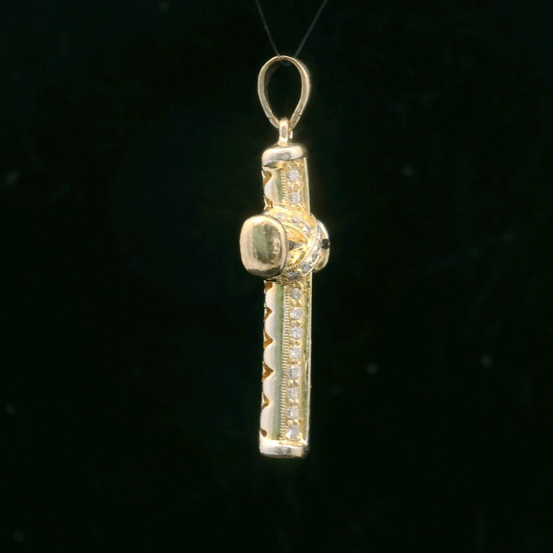 18k Yellow Gold and 0.40cttw Diamond Cross Pendant 1.5"