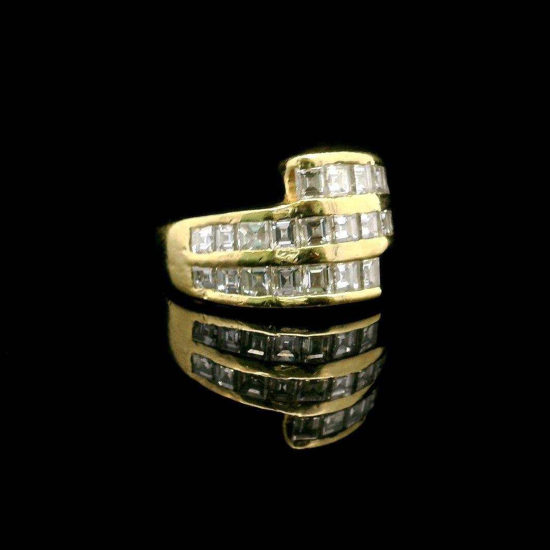18k Yellow Gold and 3cttw Diamond Heavy Bypass Band Ring Size 6