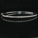 14k White Gold and 1cttw Diamond 10.4g Oval Bangle Bracelet 6.5"