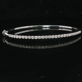 14k White Gold and 1cttw Diamond 10.4g Oval Bangle Bracelet 6.5"