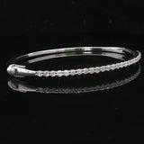 14k White Gold and 1cttw Diamond 10.4g Oval Bangle Bracelet 6.5"