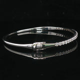 14k White Gold and 1cttw Diamond 10.4g Oval Bangle Bracelet 6.5"