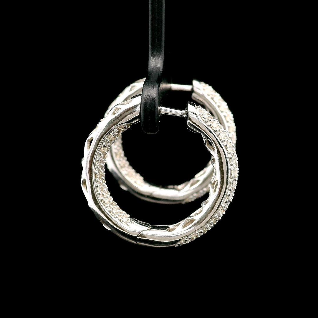 14k White Gold and 1cttw Diamond Inside Out Hoop Earrings