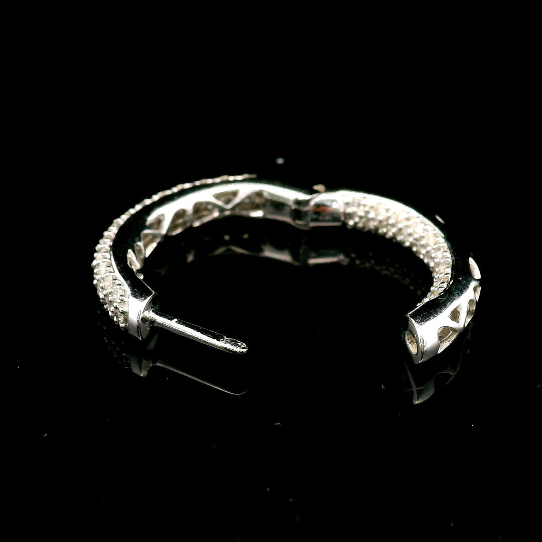 14k White Gold and 1cttw Diamond Inside Out Hoop Earrings
