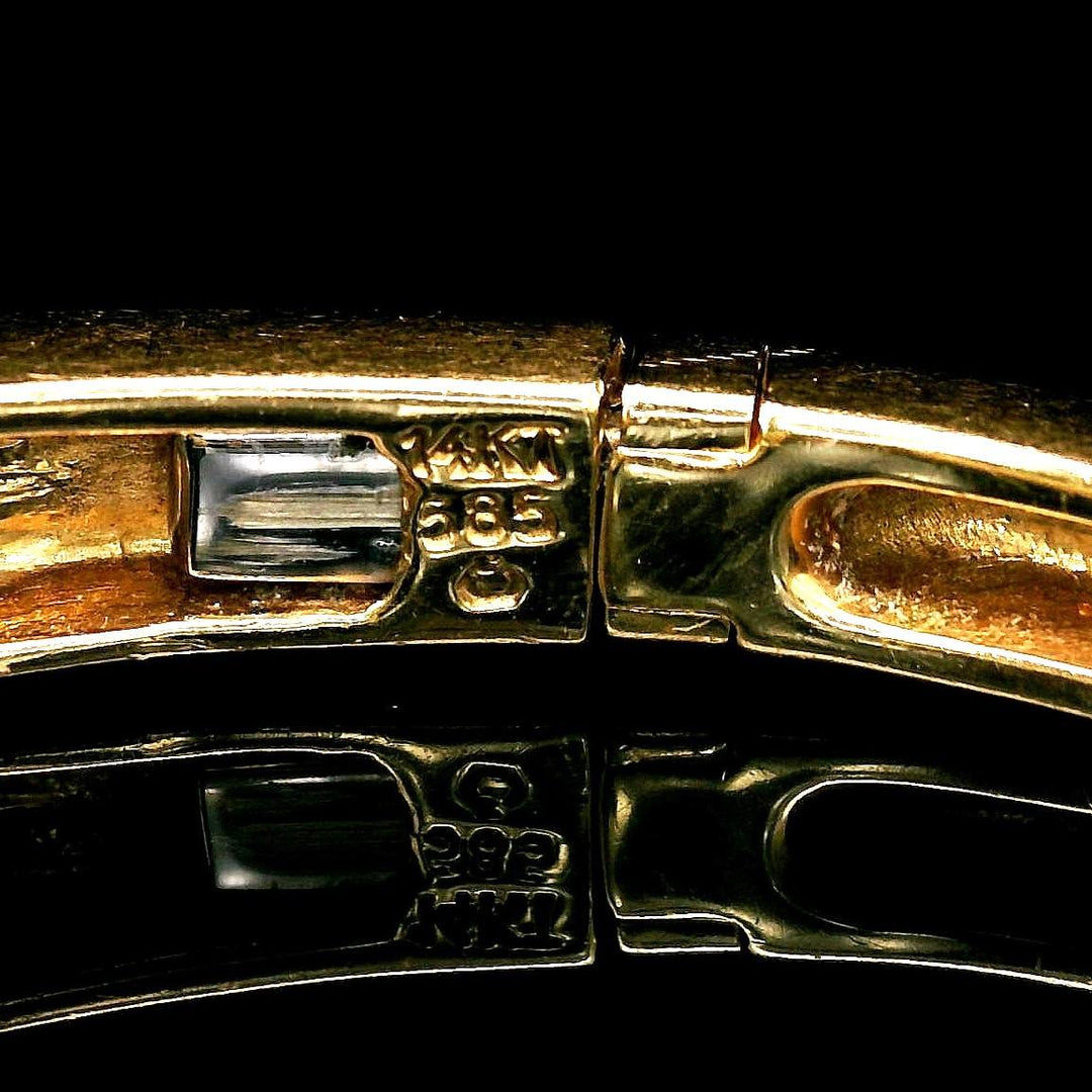 14k Yellow and White Gold 23.6g Heavy 1cttw Diamond Crossover Bangle 7"