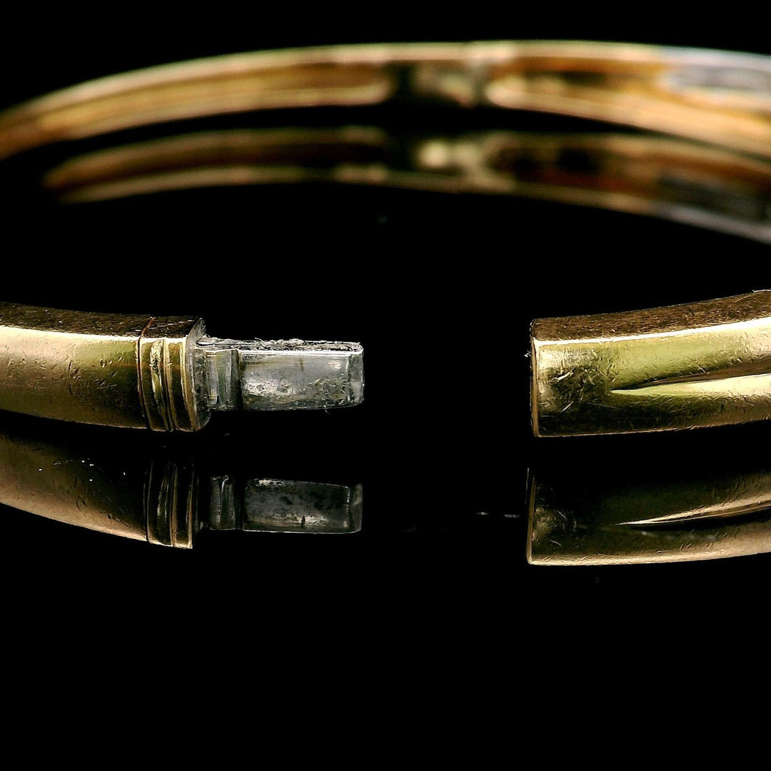 14k Yellow and White Gold 23.6g Heavy 1cttw Diamond Crossover Bangle 7"