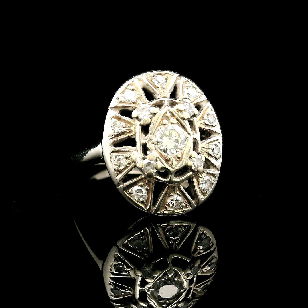 14k White Gold and 0.50cttw Diamond Ladies Intricate Ring Size 5