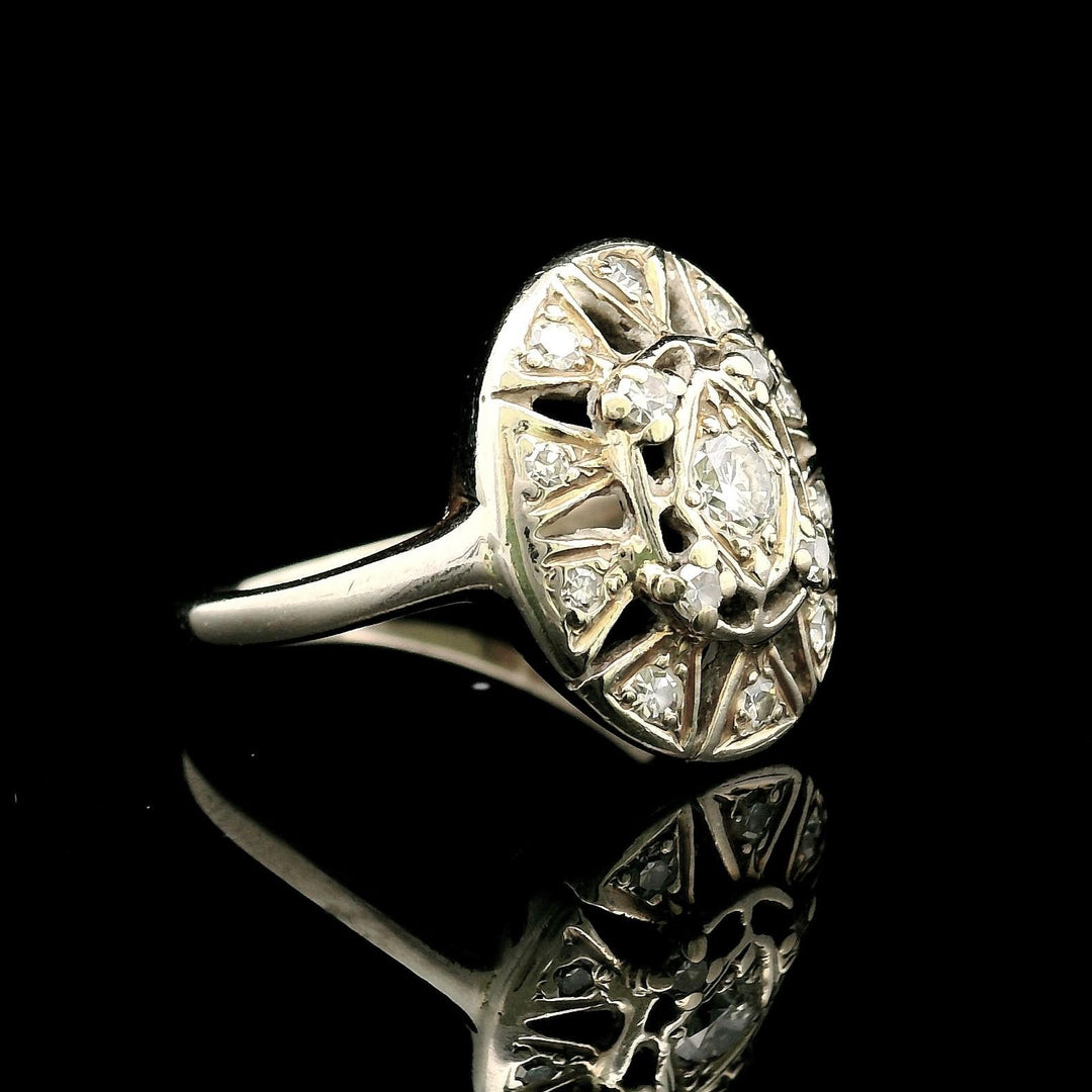 14k White Gold and 0.50cttw Diamond Ladies Intricate Ring Size 5