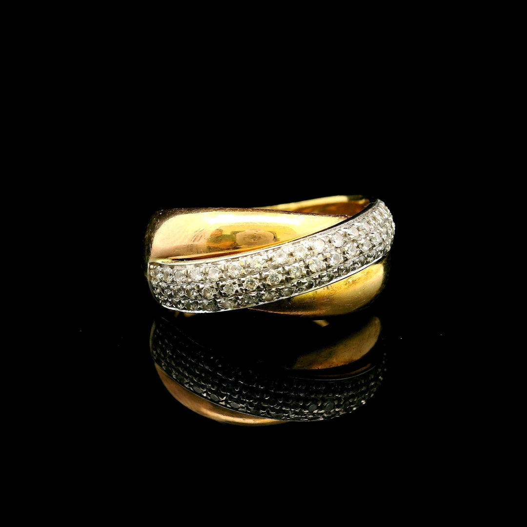 18k Yellow Gold and 0.50cttw Diamond Solid Crossover Band Ring Size 8