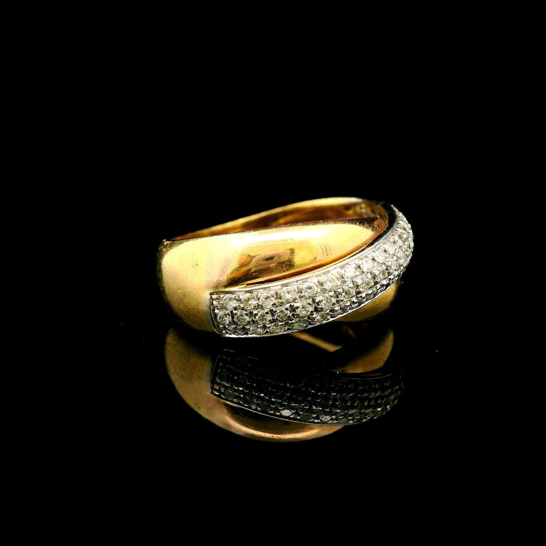 18k Yellow Gold and 0.50cttw Diamond Solid Crossover Band Ring Size 8