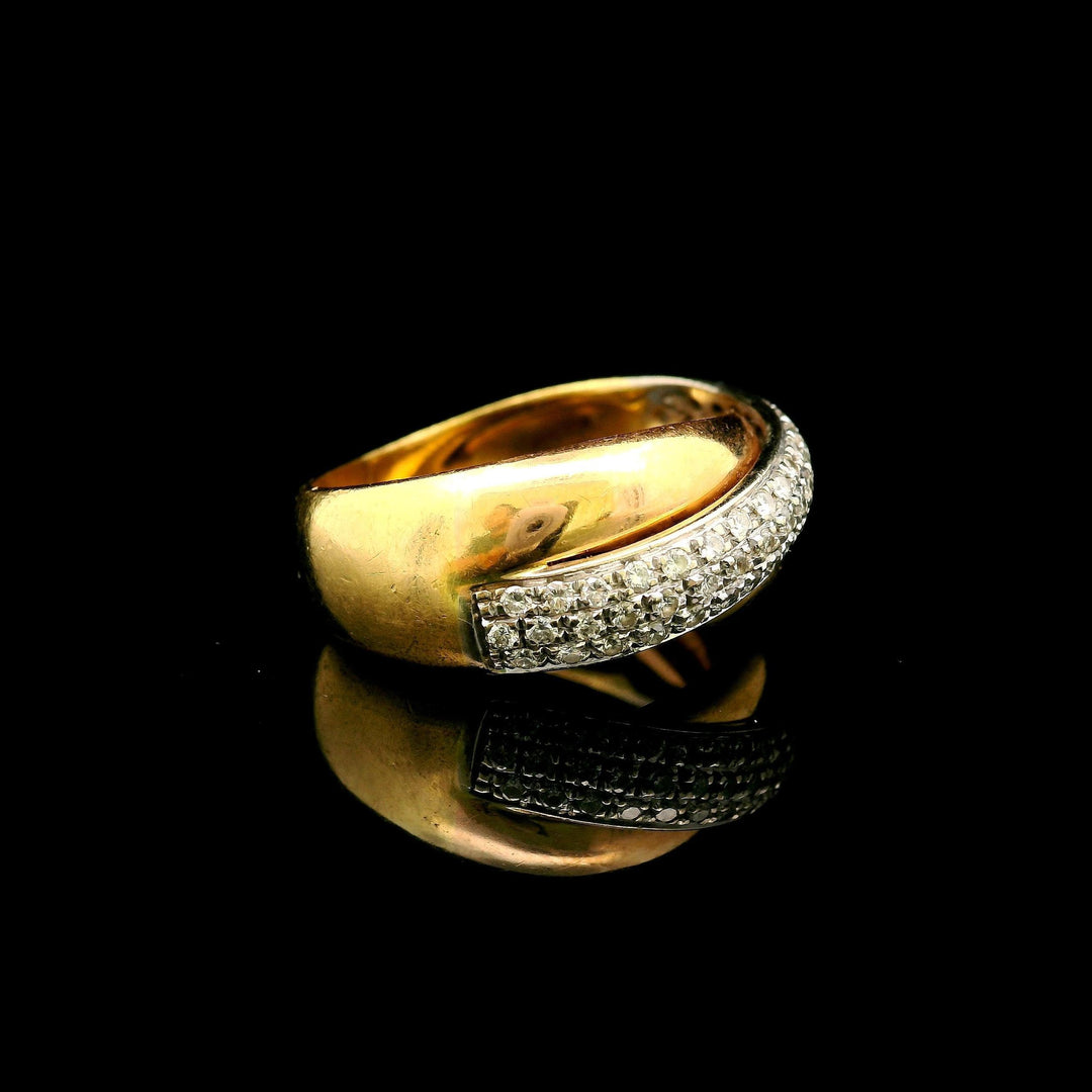18k Yellow Gold and 0.50cttw Diamond Solid Crossover Band Ring Size 8