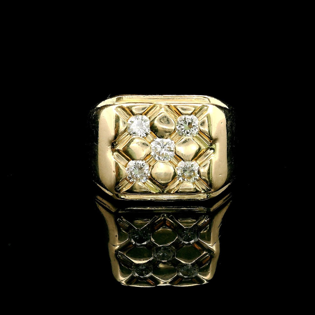 14k Yellow Gold and 0.40cttw Diamond Solid 9g Ring Size 7.5