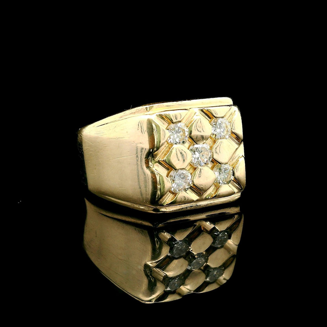 14k Yellow Gold and 0.40cttw Diamond Solid 9g Ring Size 7.5