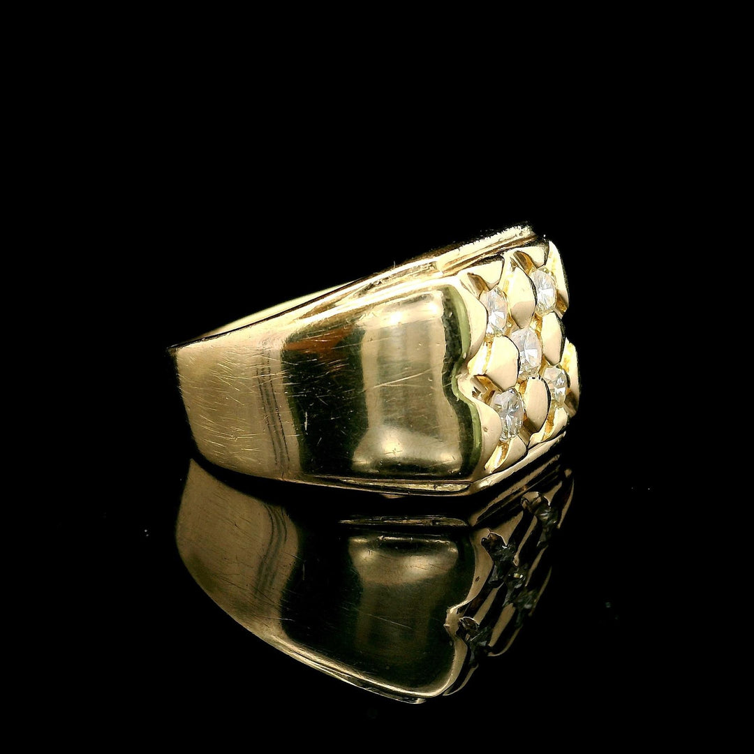 14k Yellow Gold and 0.40cttw Diamond Solid 9g Ring Size 7.5