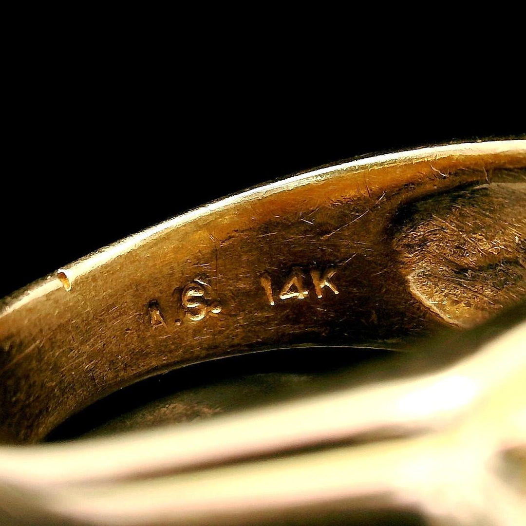 14k Yellow Gold and 0.40cttw Diamond Solid 9g Ring Size 7.5
