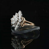14k Yellow Gold and 1cttw Diamond Vintage Cluster Ring Size 4.75