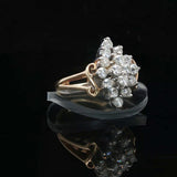 14k Yellow Gold and 1cttw Diamond Vintage Cluster Ring Size 4.75