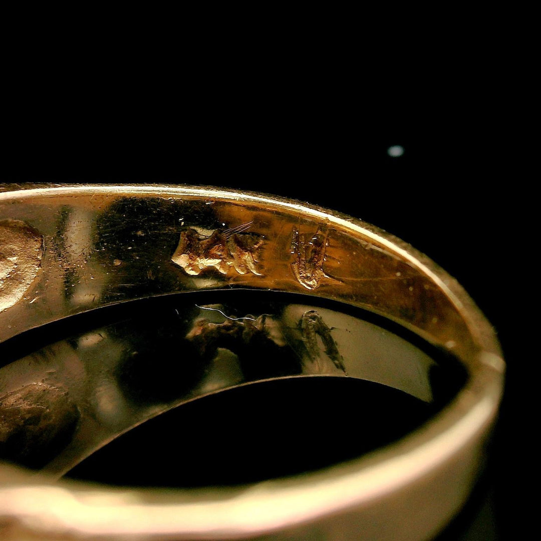 14k Yellow Gold and Diamond Chunky Nugget Ring Size 7