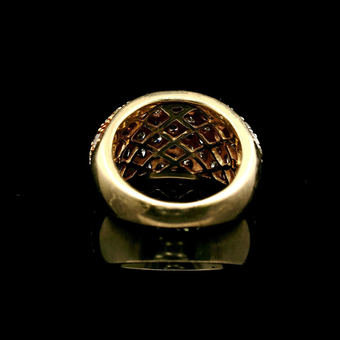 14k Yellow Gold and 5cttw White Yellow and Brown Diamond Bombe Ring Size 6