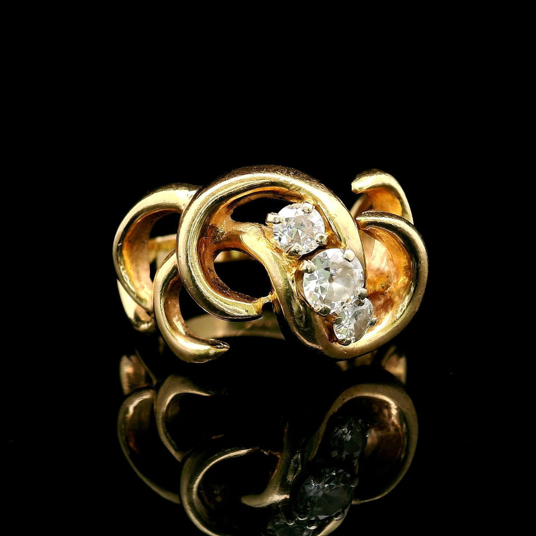 14k Yellow Gold and 0.75cttw Diamond Ladies Fancy Ring Size 7.5