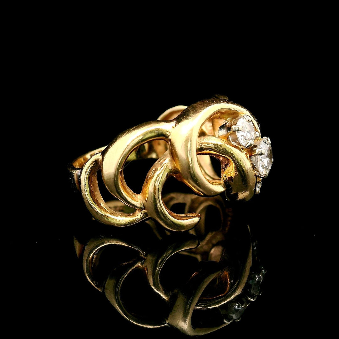 14k Yellow Gold and 0.75cttw Diamond Ladies Fancy Ring Size 7.5