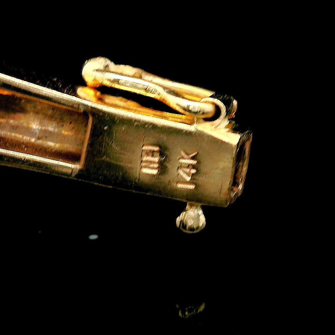 14k Yellow Gold and 1.85cttw Diamond Curved Bangle Bracelet 6.75"