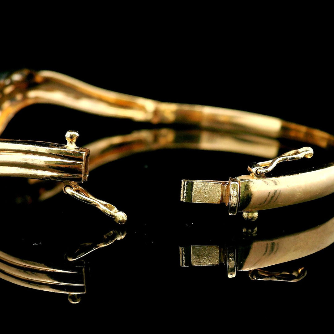14k Yellow Gold and 1.85cttw Diamond Curved Bangle Bracelet 6.75"