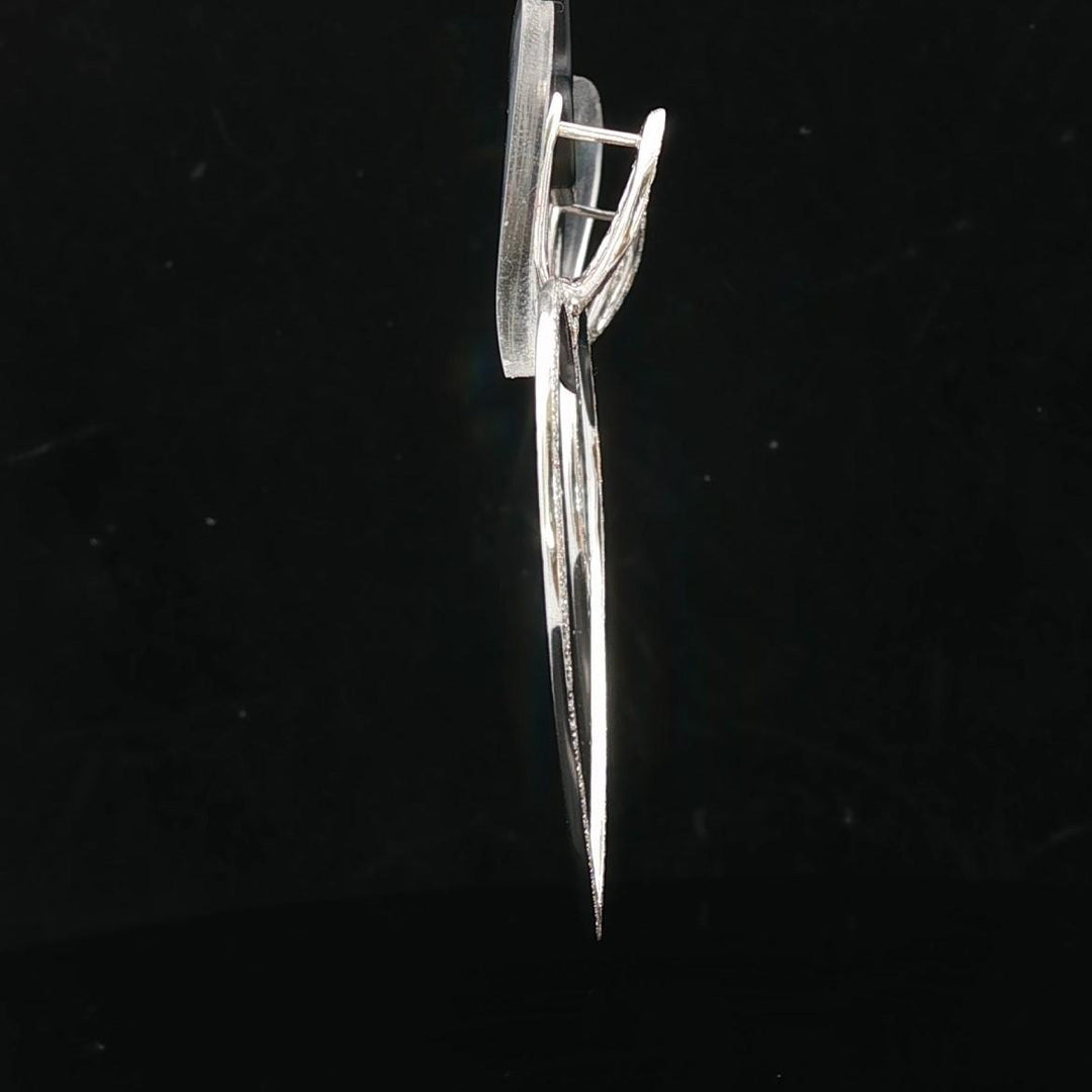 18k White Gold and 2cttw Diamond Large Heart Drop Dangle Earrings 2.25"