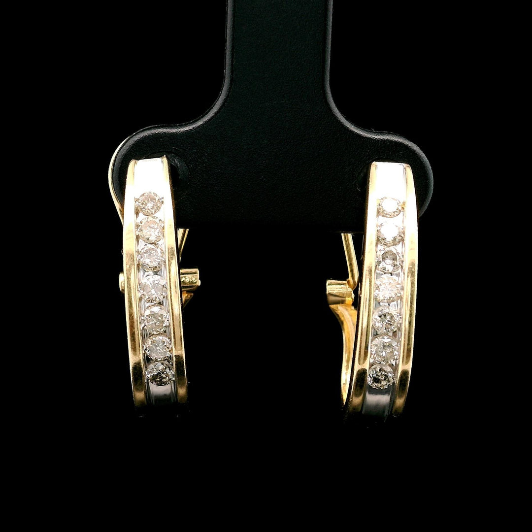 14k Yellow Gold and 0.25cttw Diamond Hoop Huggie Earrings
