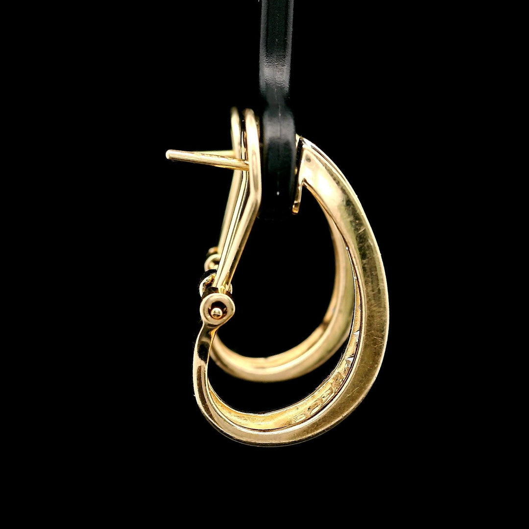 14k Yellow Gold and 0.25cttw Diamond Hoop Huggie Earrings