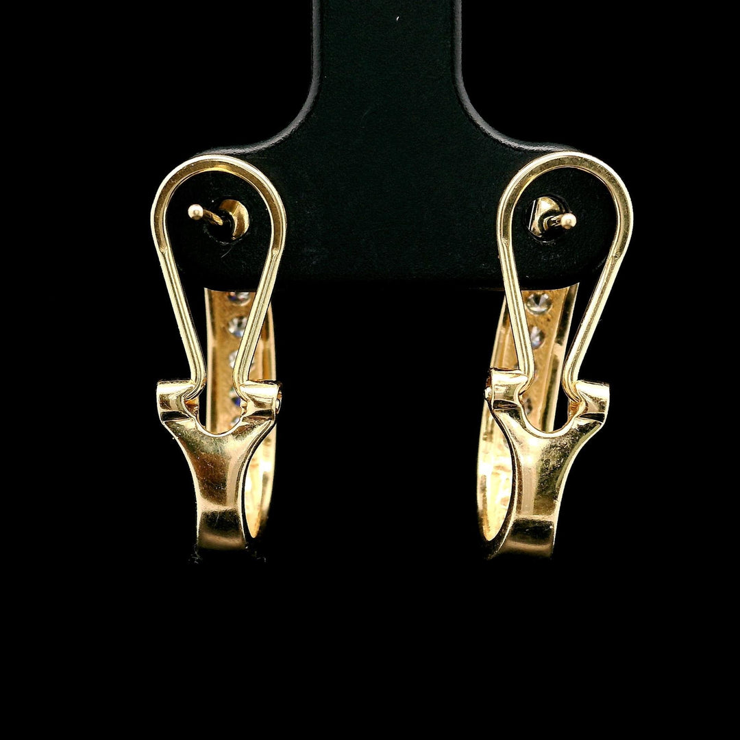 14k Yellow Gold and 0.25cttw Diamond Hoop Huggie Earrings