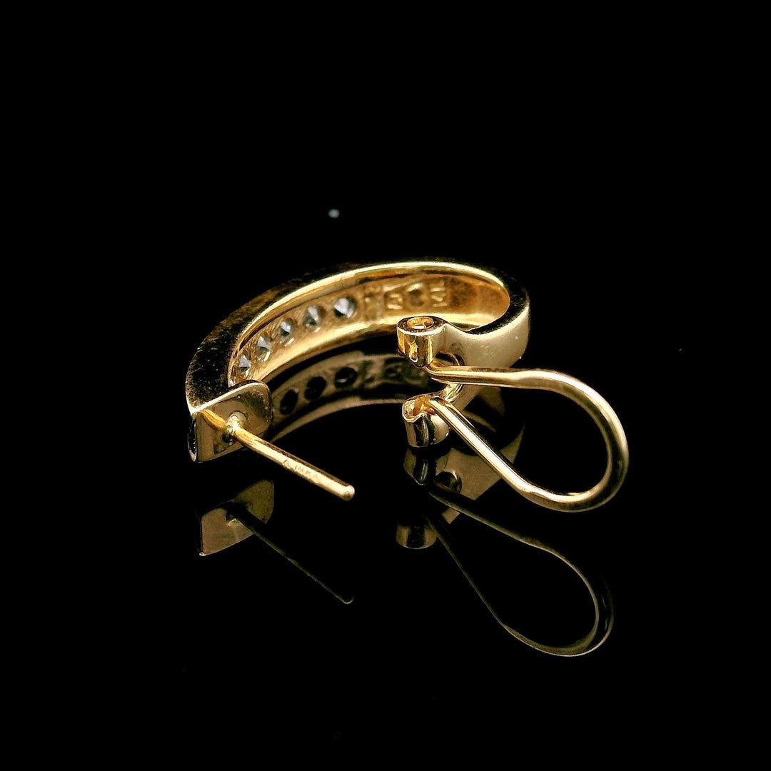 14k Yellow Gold and 0.25cttw Diamond Hoop Huggie Earrings