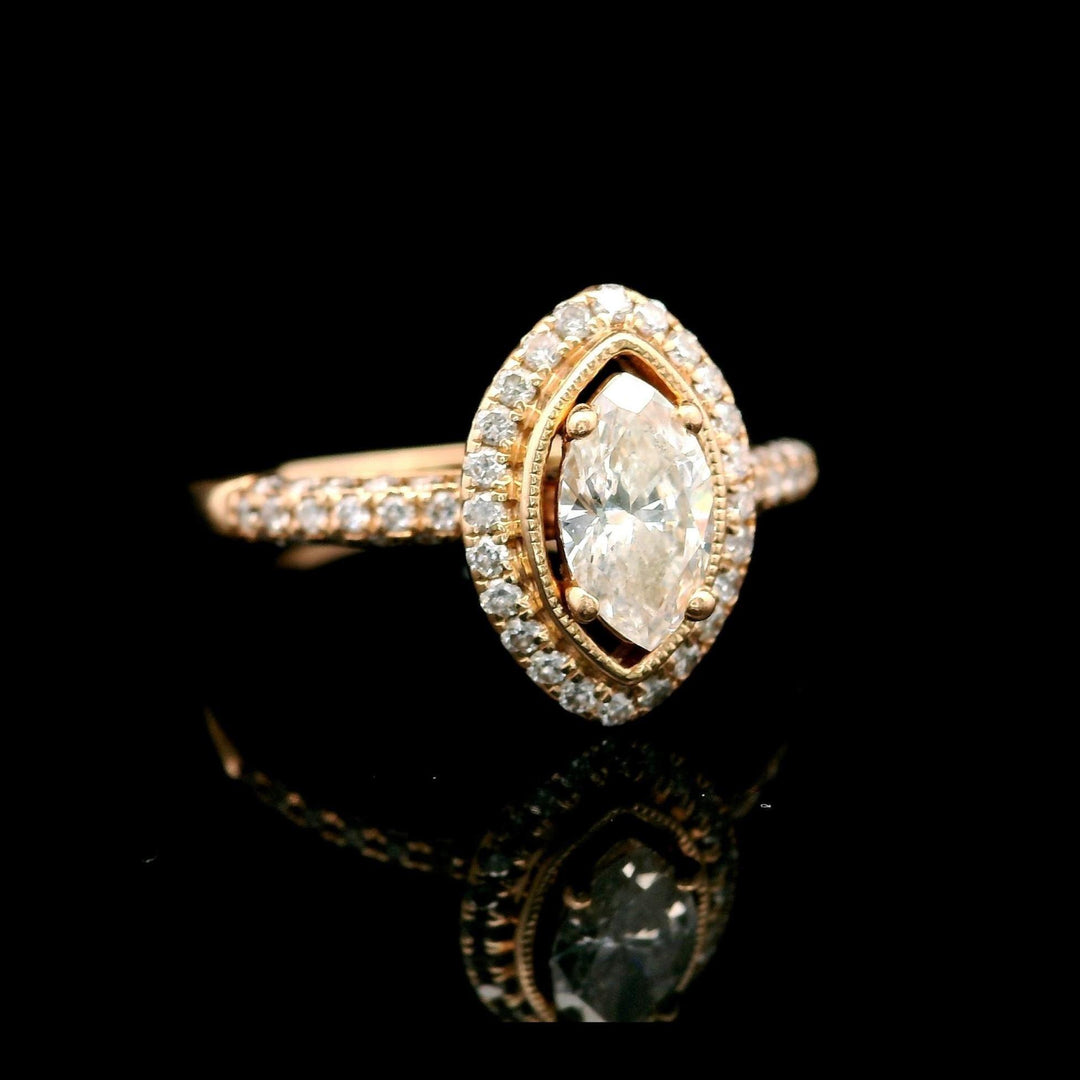 14k Rose Gold and 0.75cttw Diamond Halo Ring Size 7
