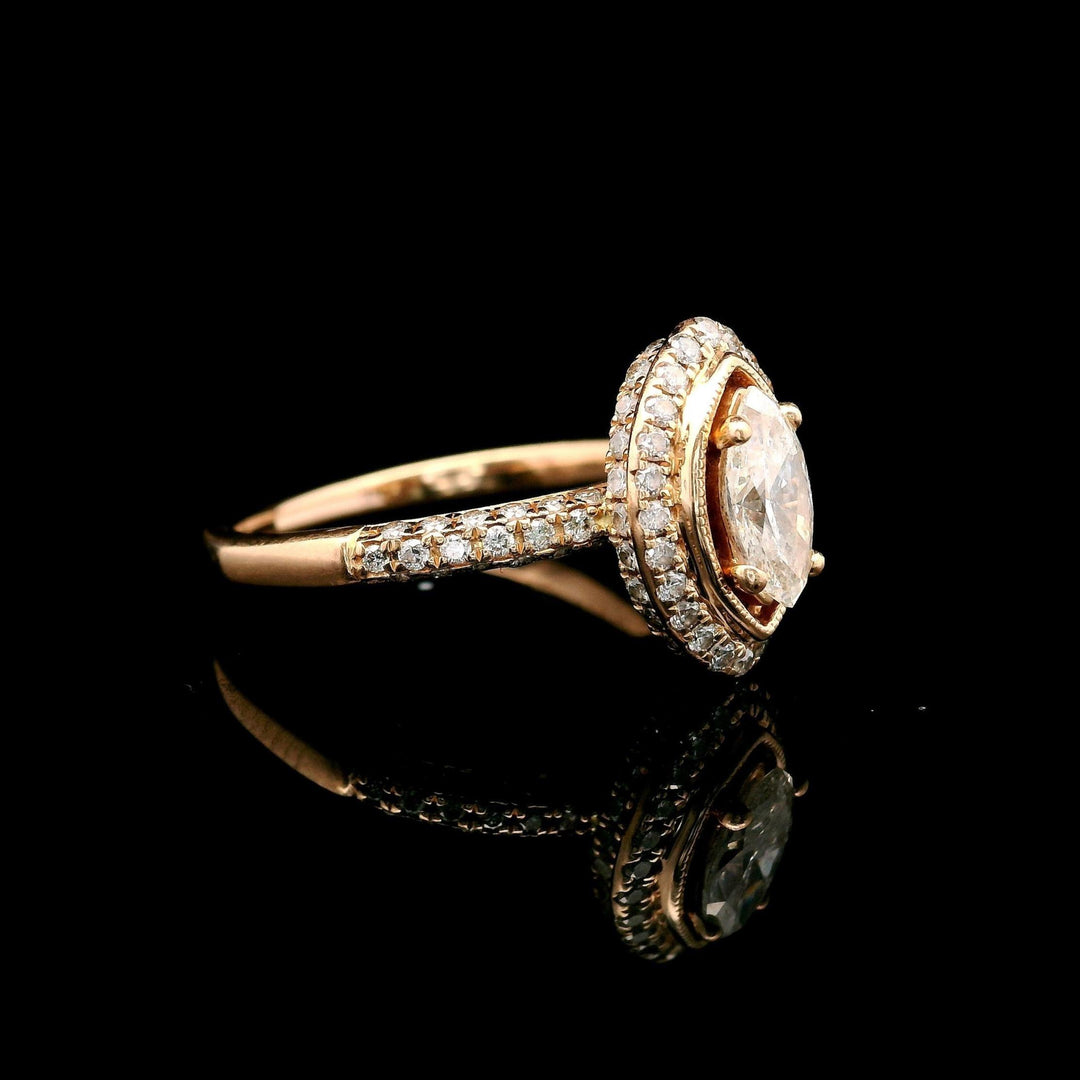 14k Rose Gold and 0.75cttw Diamond Halo Ring Size 7